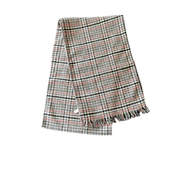 Evan Picone Black Gray Red Houndstooth Wool Blend Muffler Scarf - Picture 1 of 6